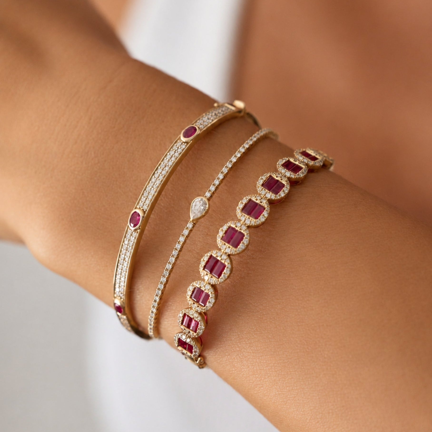 Ruby and Diamond Pavé Bangle Bracelet