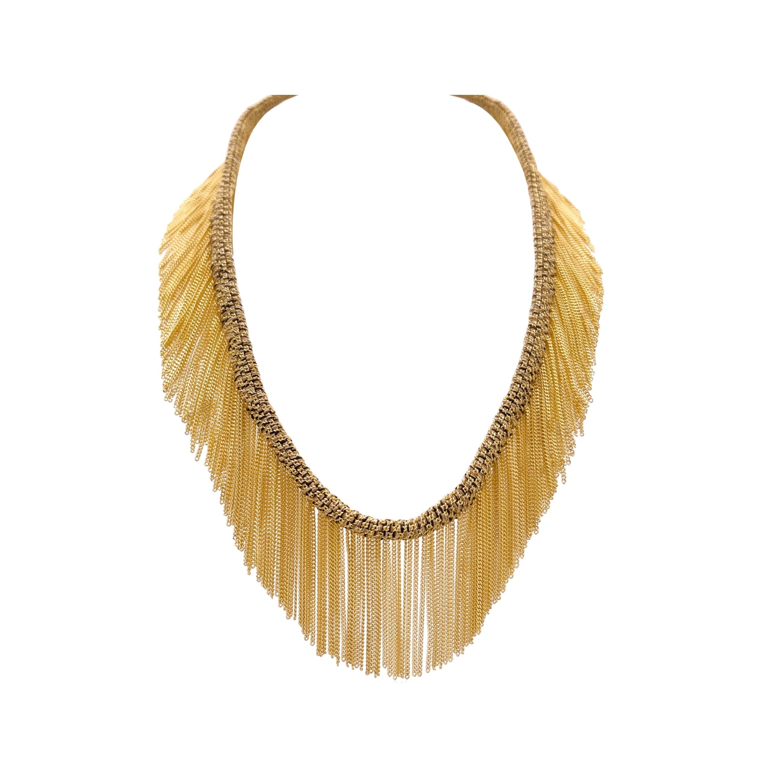 Silk Wire Fringe Necklace in Yellow Gold-Dipped Silver