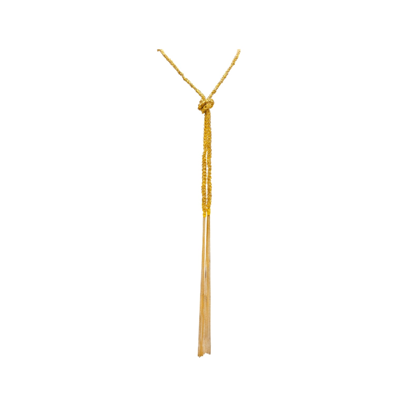 Silk Wire Scarf Necklace in Silver Dipped Yellow Gold | JJ Jewelry Miami