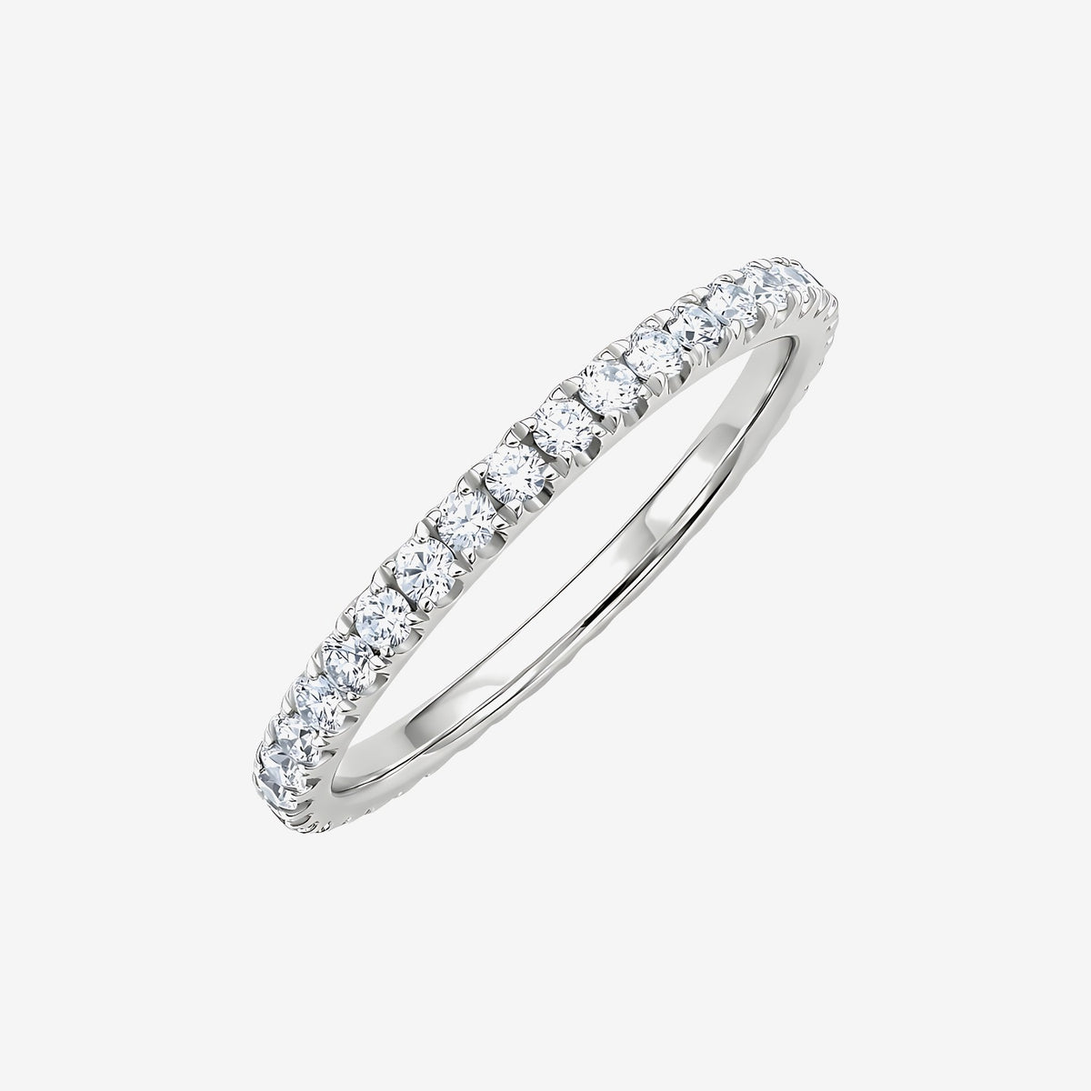 Single Row Diamond Band in 18K White Gold | JJ Jewelry
