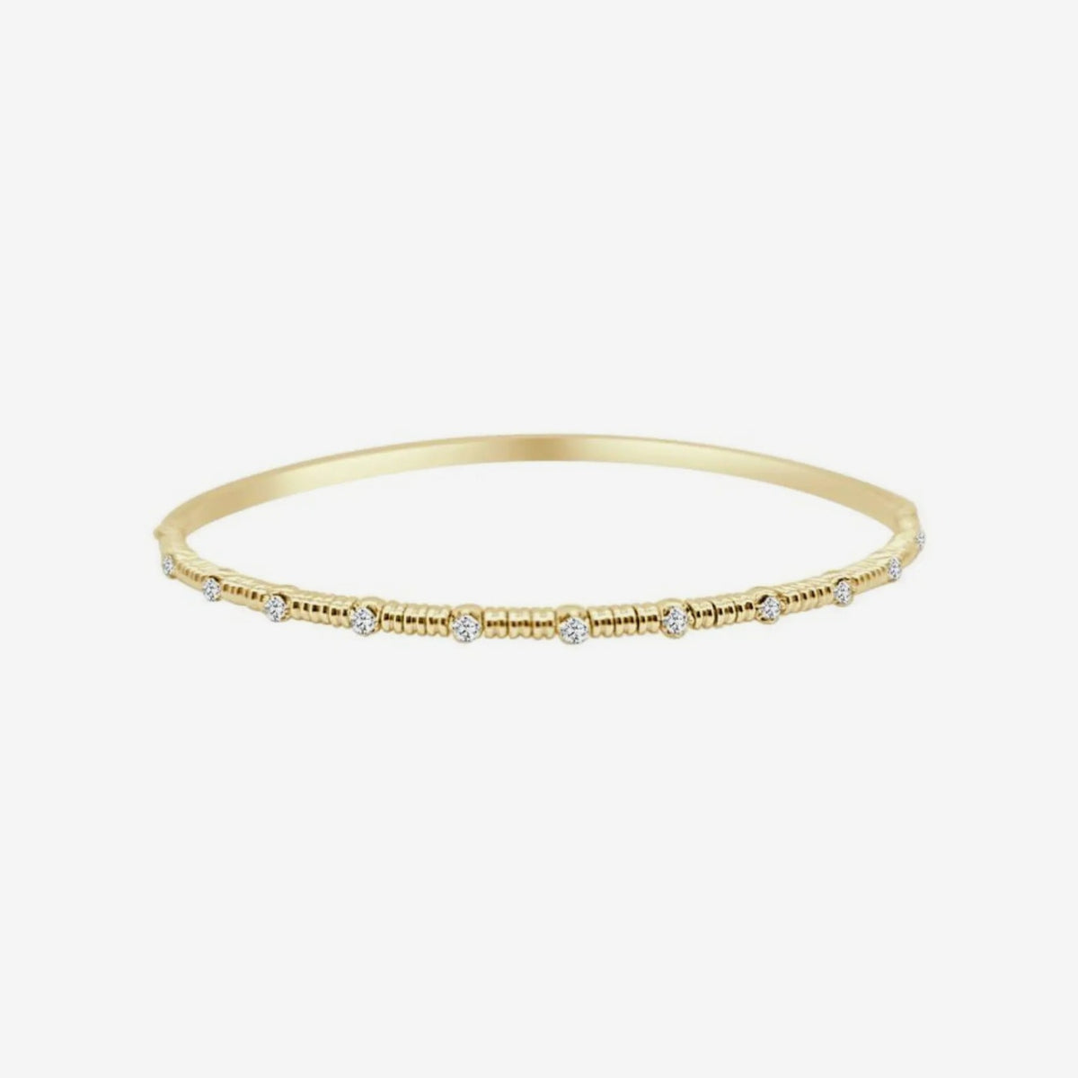 Spaced Diamond Flexible Bangle in Yellow Gold | JJ Jewelry