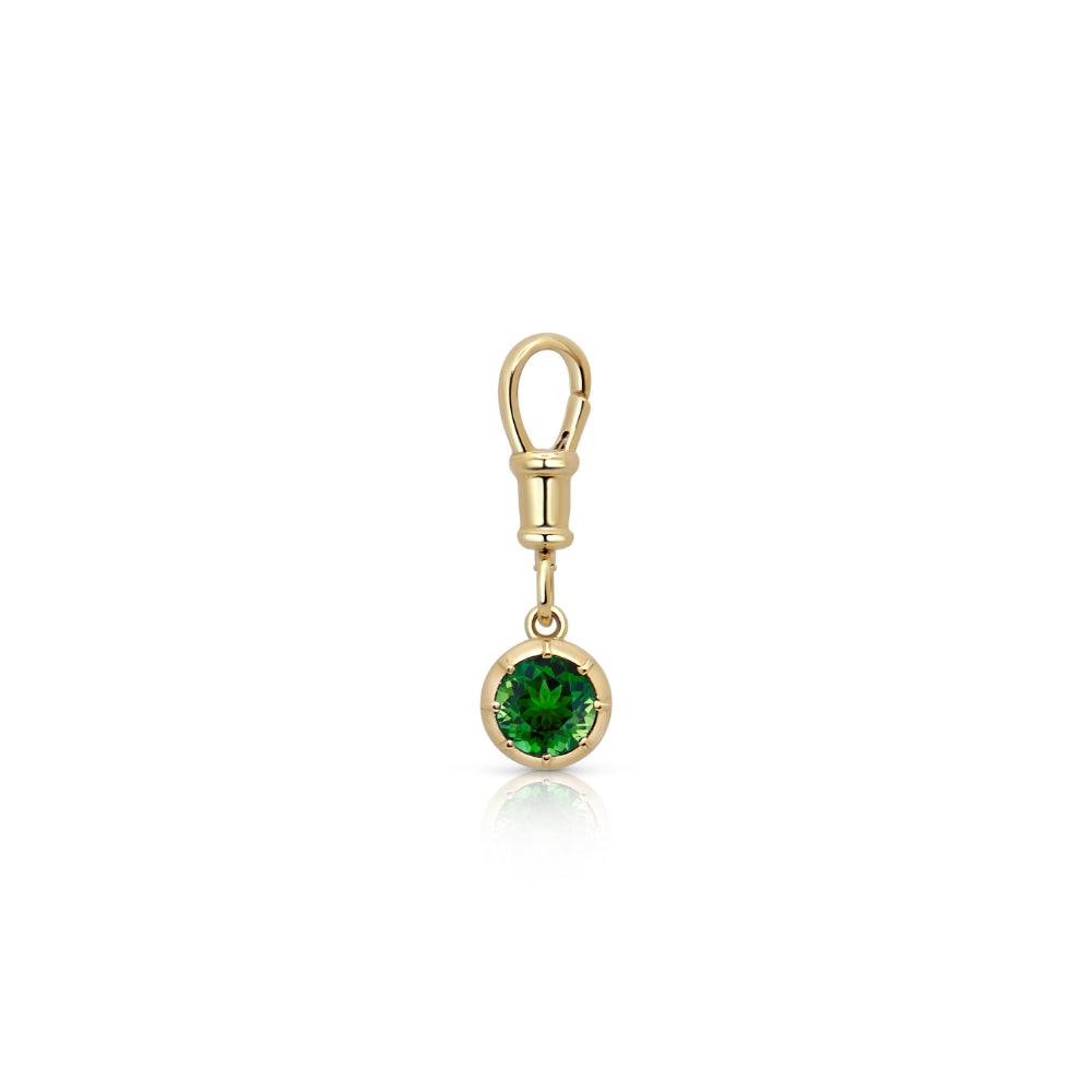 Round Green Tourmaline Charm Pendant