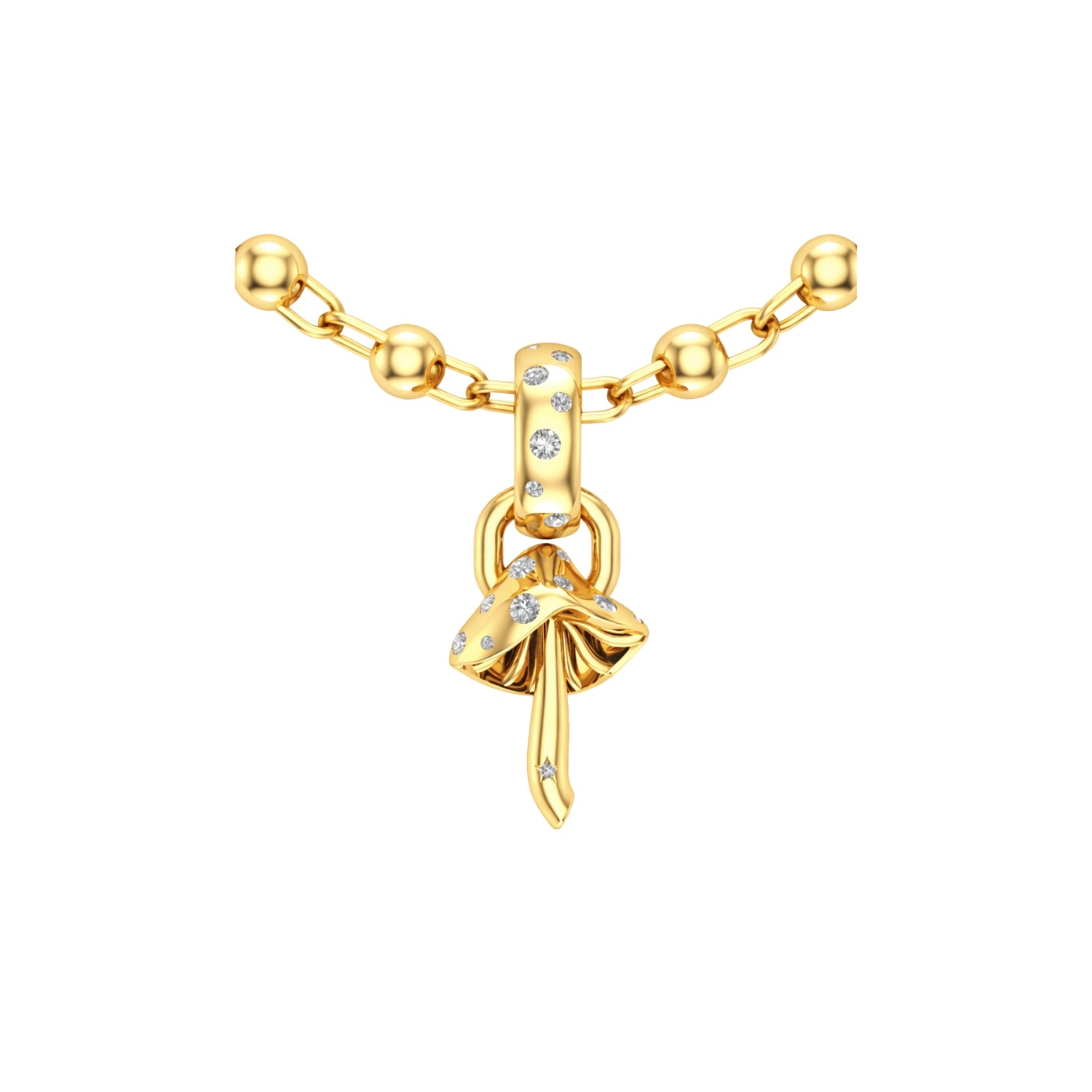 Tiny Umbrella Mushroom Diamond Pendant by Alessa Rocks