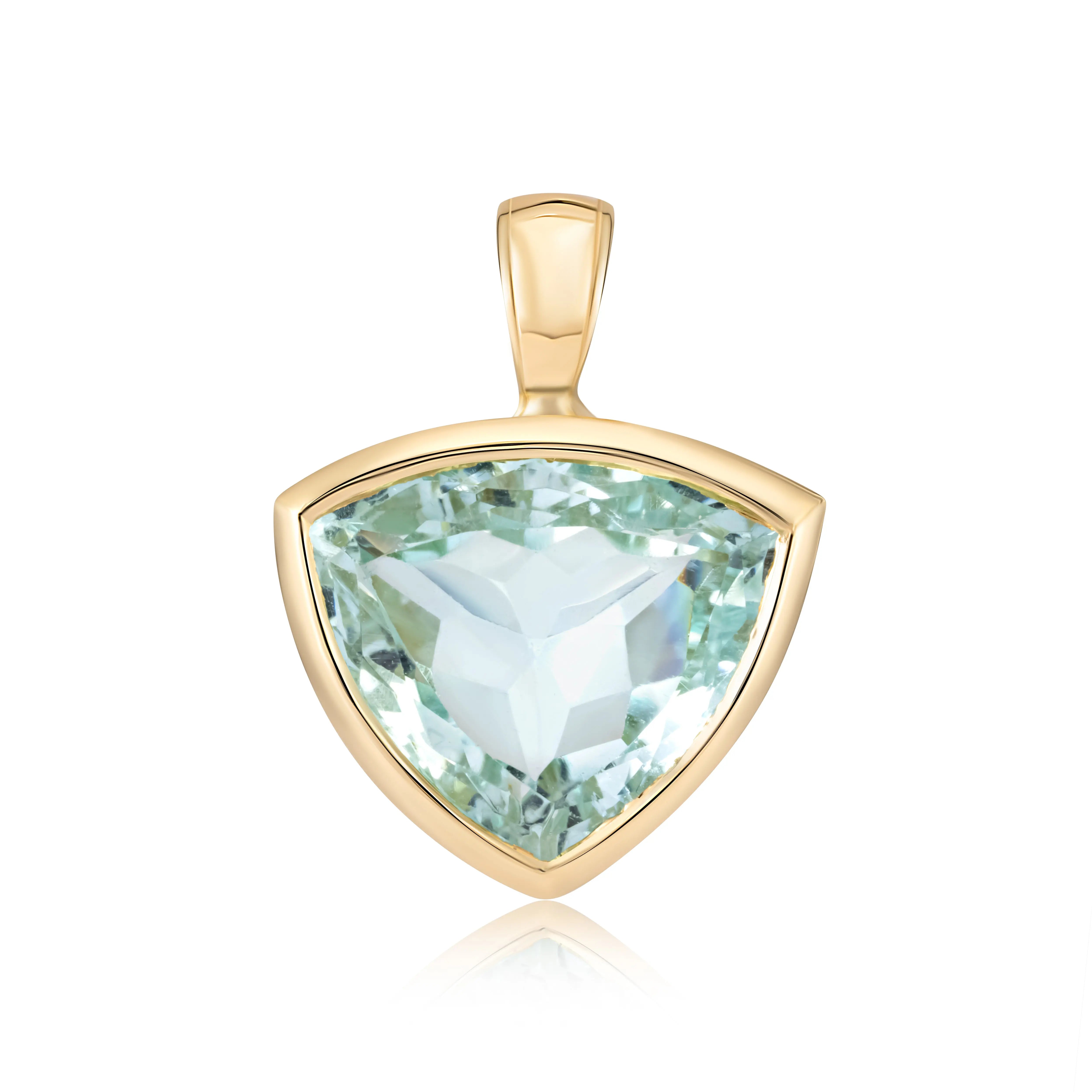 Trillion-Cut Aquamarine Gold Pendant Princess Jewelry Shop