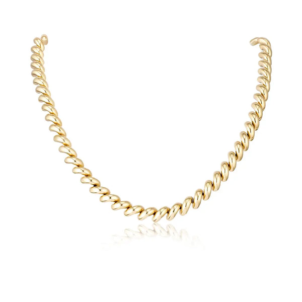 Twisted link gold rope necklace in 14K yellow gold | JJ Jewelry