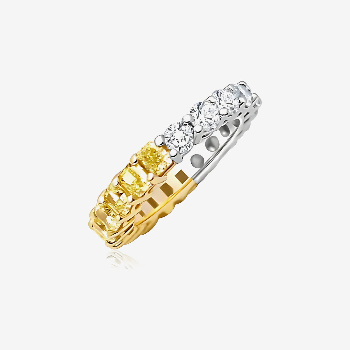 Two-Tone Diamond Eternity Band in 18K Two-Tone Gold | JJ Jewelry