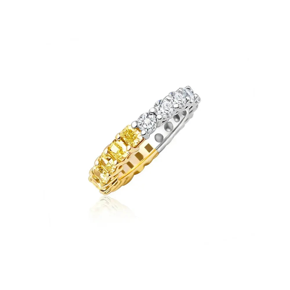 HALF ROUND YLW EME CUT RING D4.37 18KYW Princess Jewelry Shop