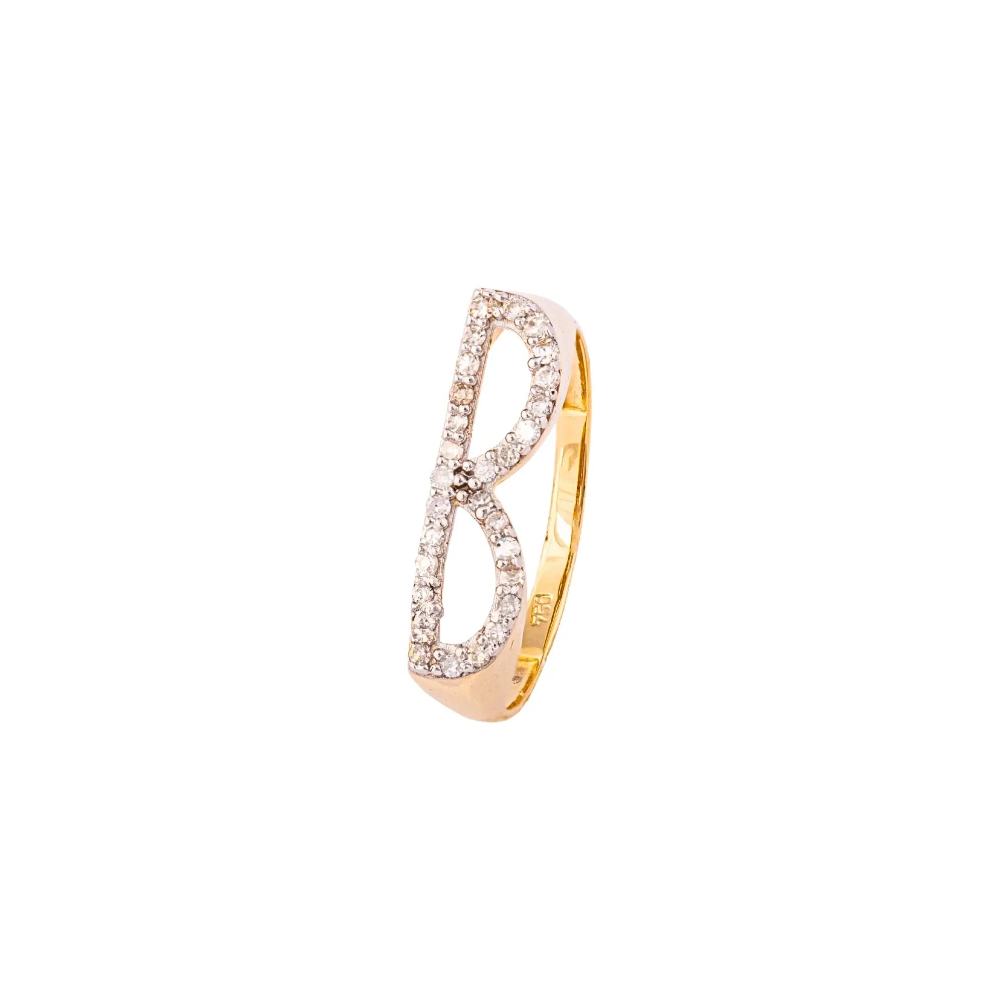 LETTER GOLD DIA RING 18KY Princess Jewelry Shop
