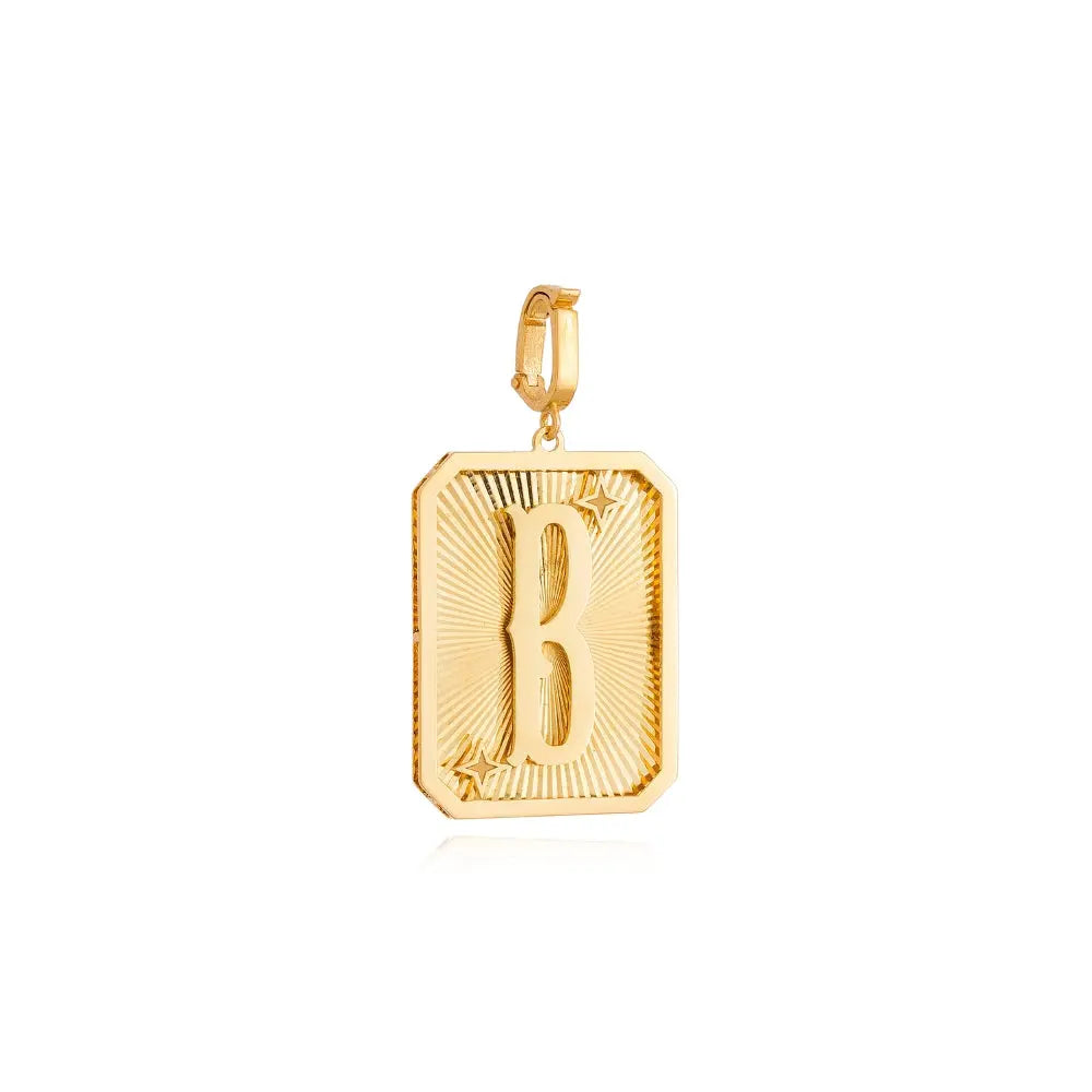 LETTER MEDAL GOLD PEND 4.4G 18KY Princess Jewelry Shop