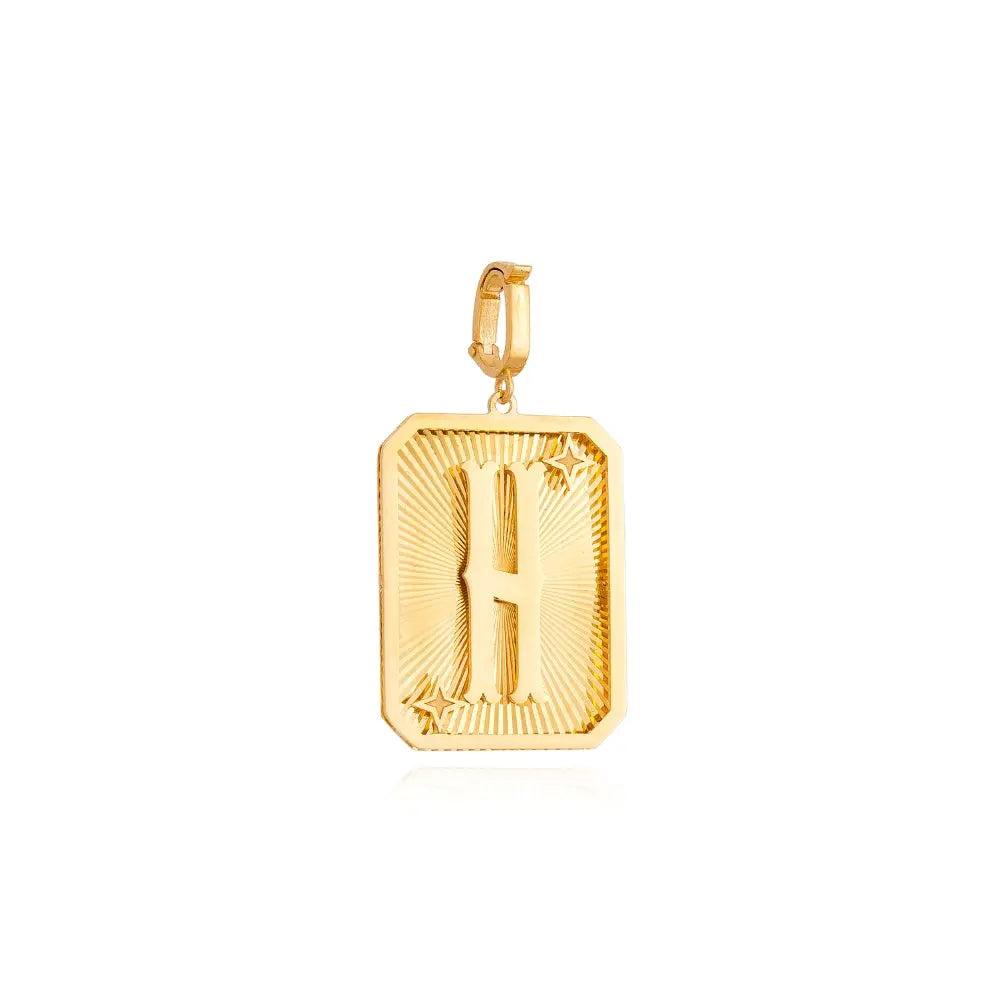 LETTER MEDAL GOLD PEND 4.4G 18KY Princess Jewelry Shop