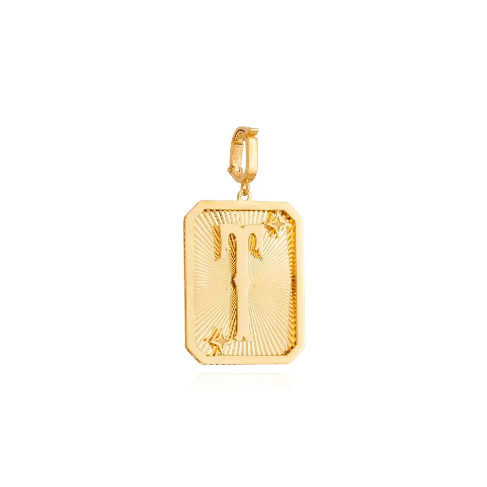 LETTER MEDAL GOLD PEND 4.4G 18KY Princess Jewelry Shop