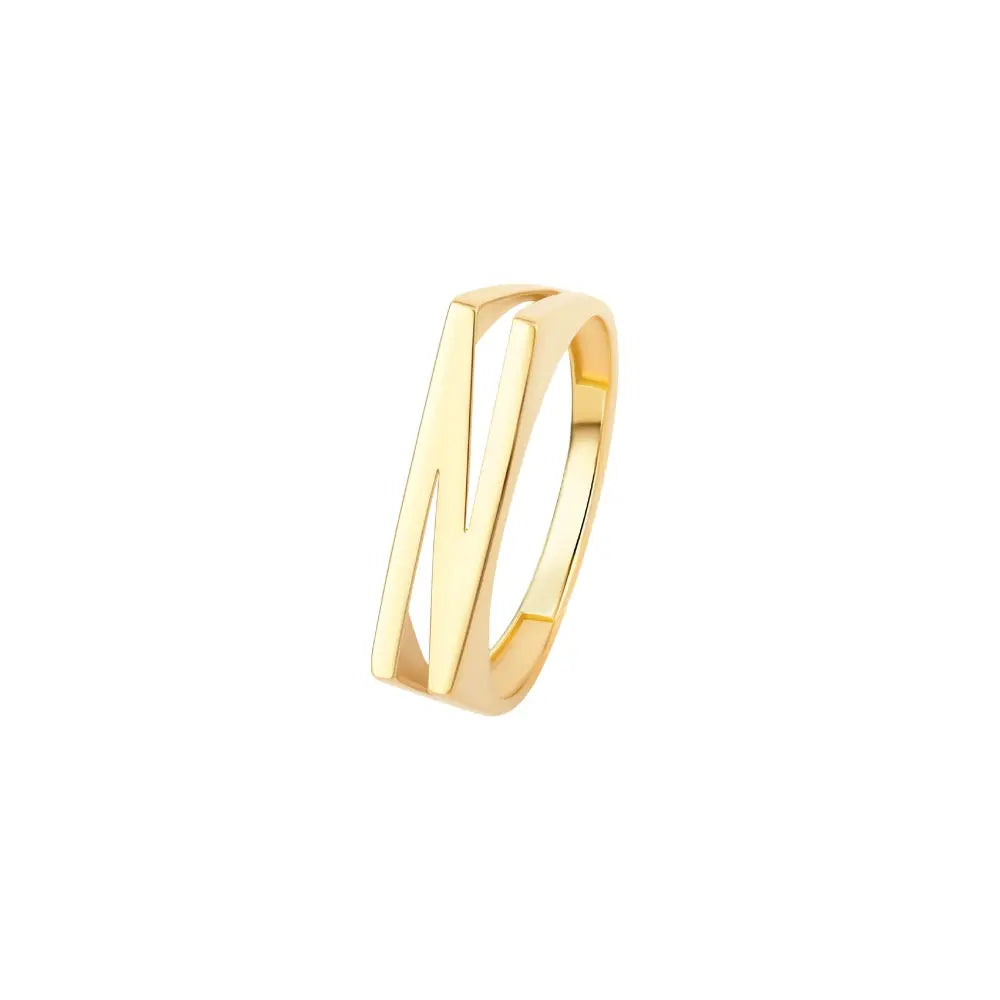 Yellow Gold Letter Ring Princess Jewelry Shop