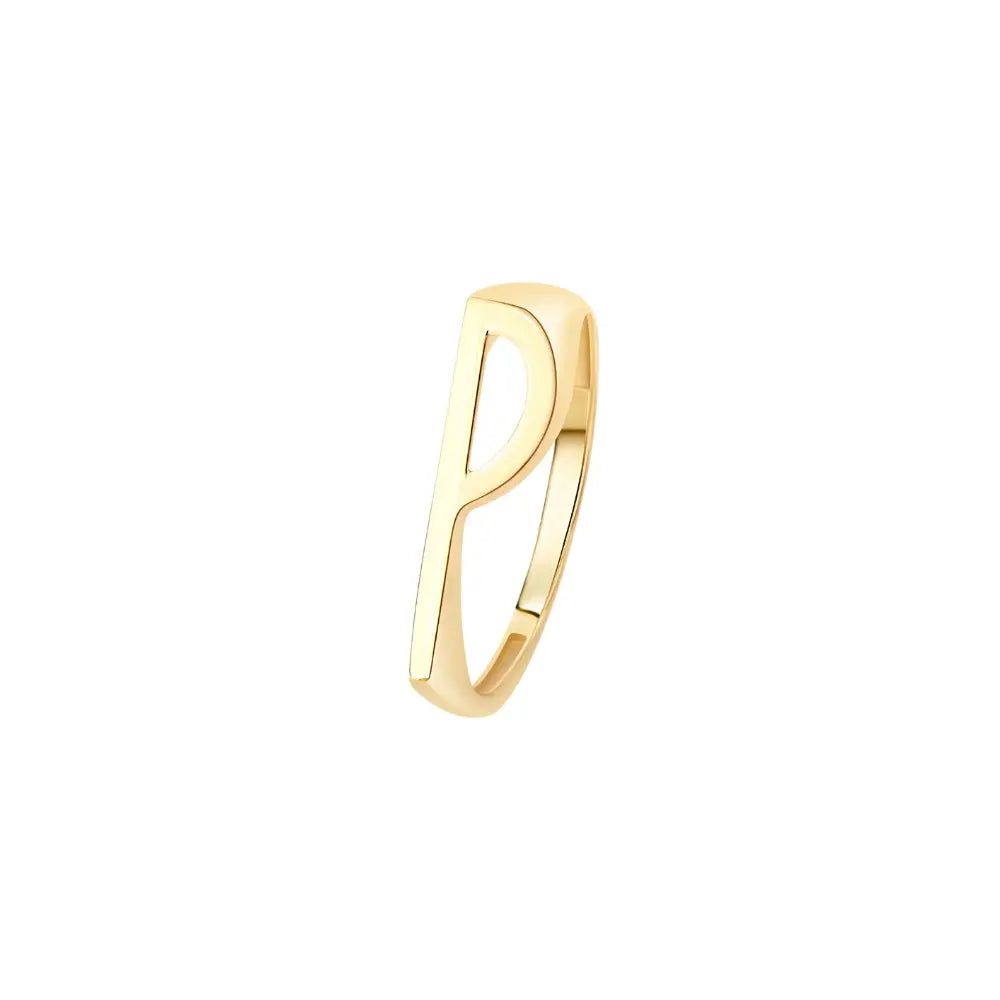 Yellow Gold Letter Ring Princess Jewelry Shop