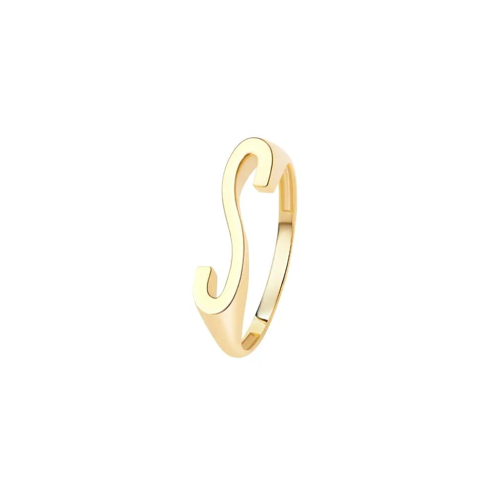 Yellow Gold Letter Ring Princess Jewelry Shop