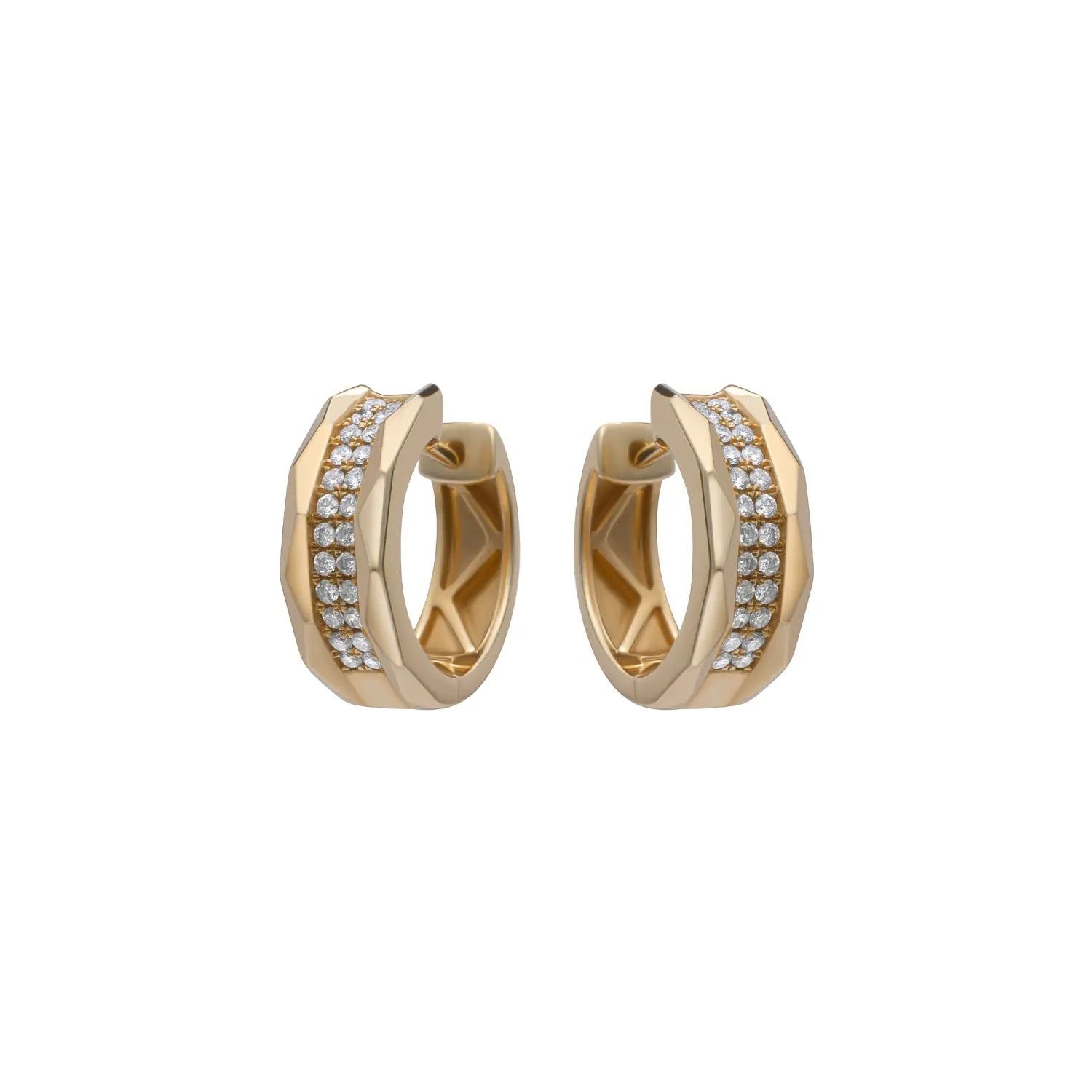 Zig Zag Diamond Gold Huggies-Princess Jewelry Shop