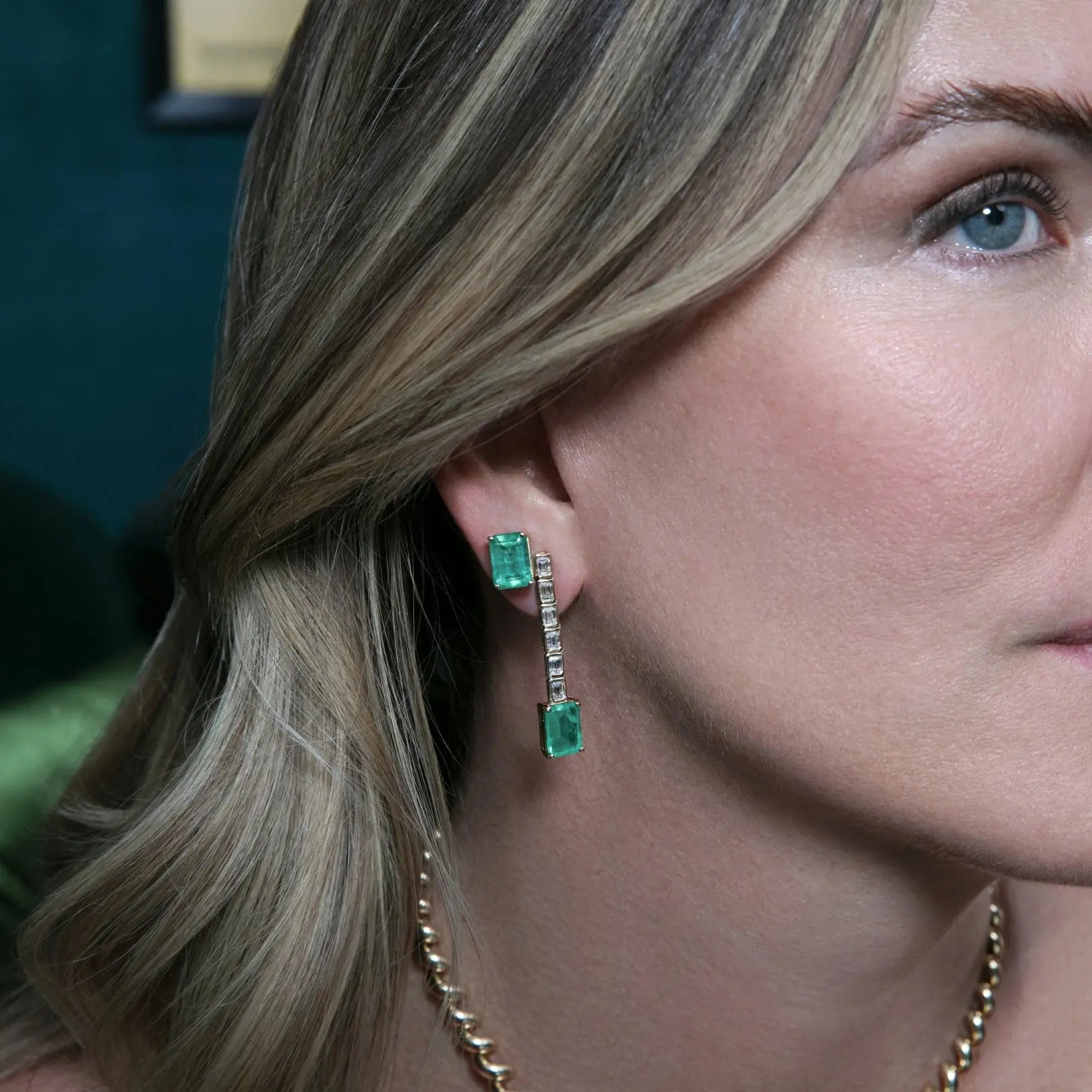 Fine jewelry emerald baguette earrings elegant timeless design