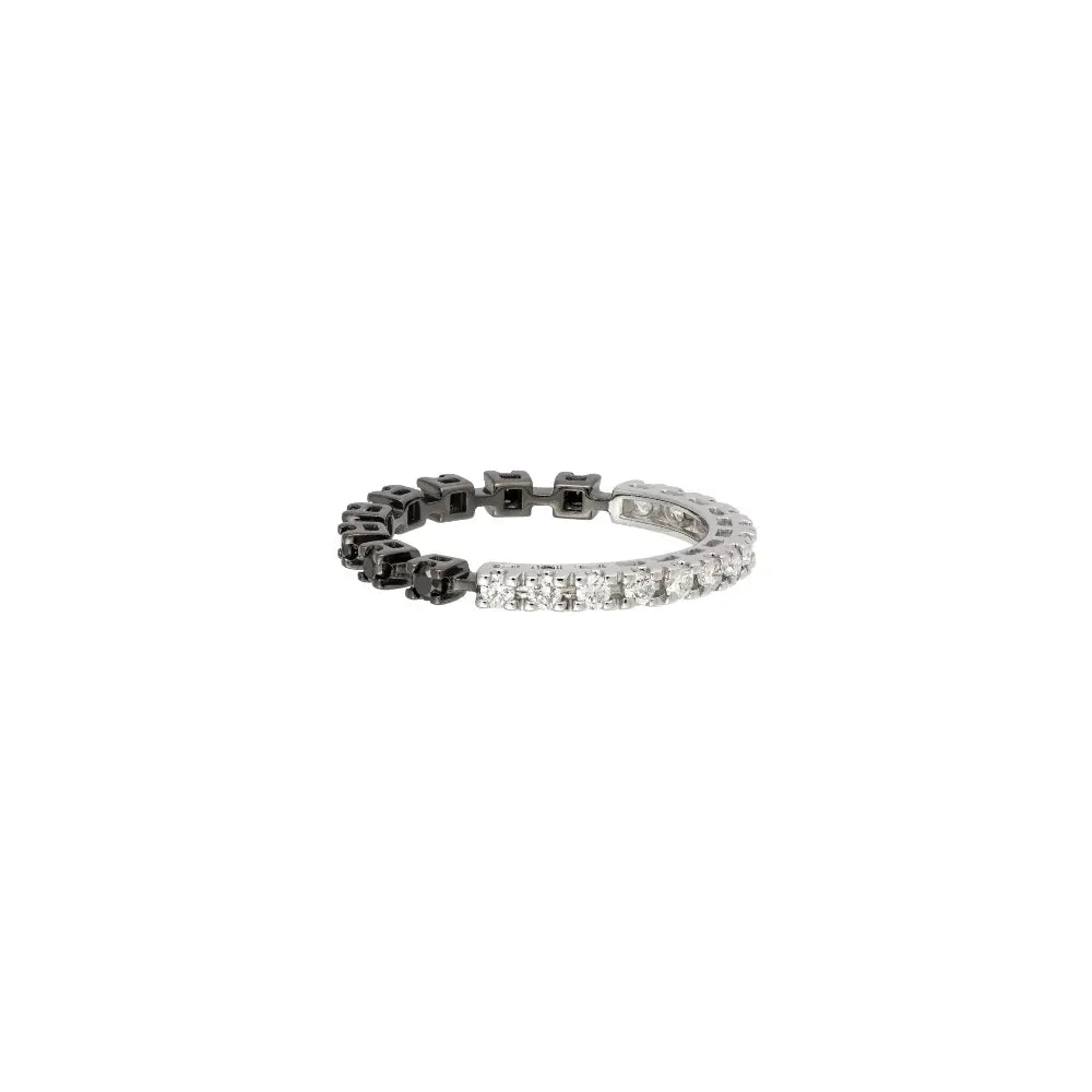 Black and white diamond eternity band in 18K white gold by JJ Jewelry