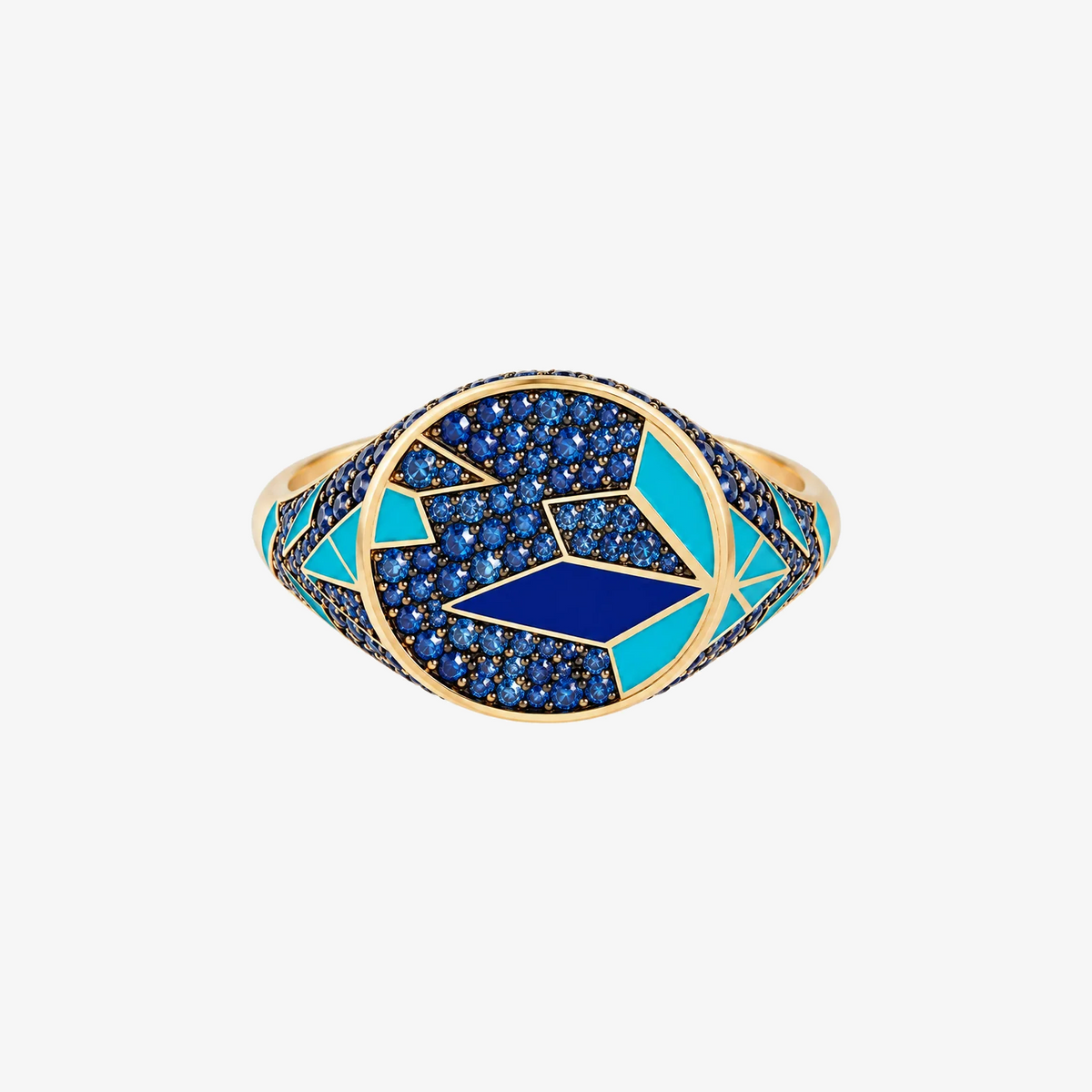Blue Sapphire Pinky Ring by L'Atelier Nawbar in 18K Yellow Gold | JJ Jewelry