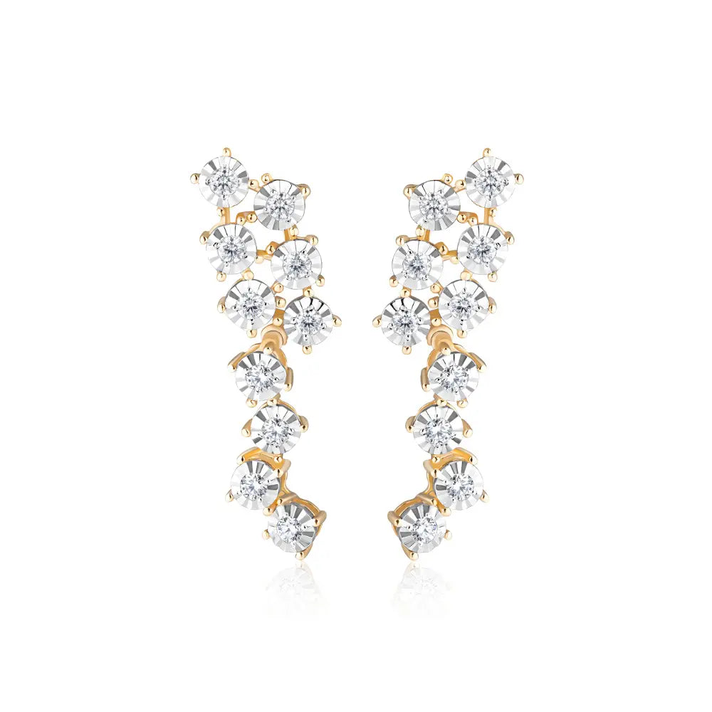 Diamond cascade earrings in 18K yellow gold by JJ Jewelry