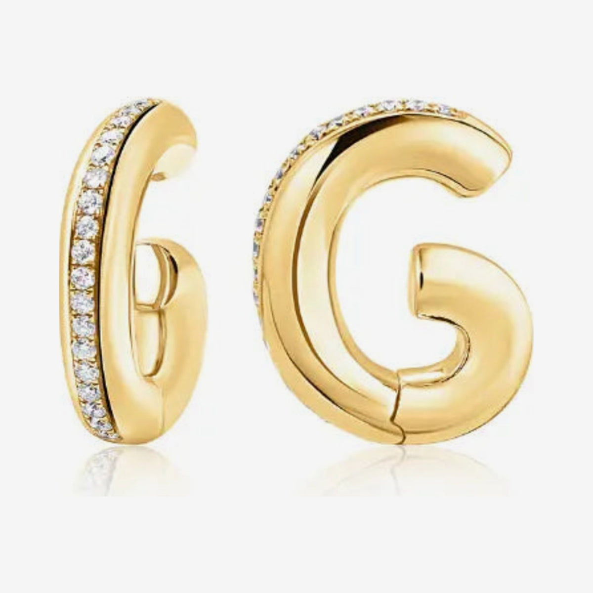 Diamond Pavé Curve Ear Cuff in 18K Yellow Gold | JJ Jewelry Miami