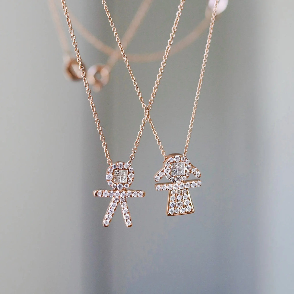 Diamond Pavé Girl Silhouette Pendant Necklace in 18K Gold, view 4 | JJ Jewelry Miami