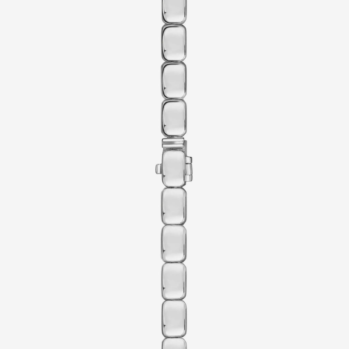 Emerald and Diamond Half Necklace in 18K White Gold, angle 2, gray background | JJ Jewelry Miami