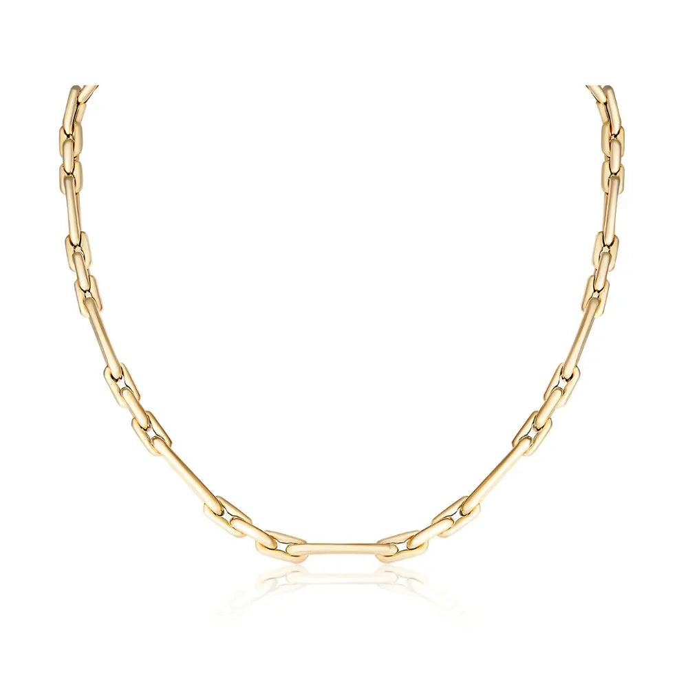 Essential elongated link chain necklace in 14K yellow gold by JJ Jewelry