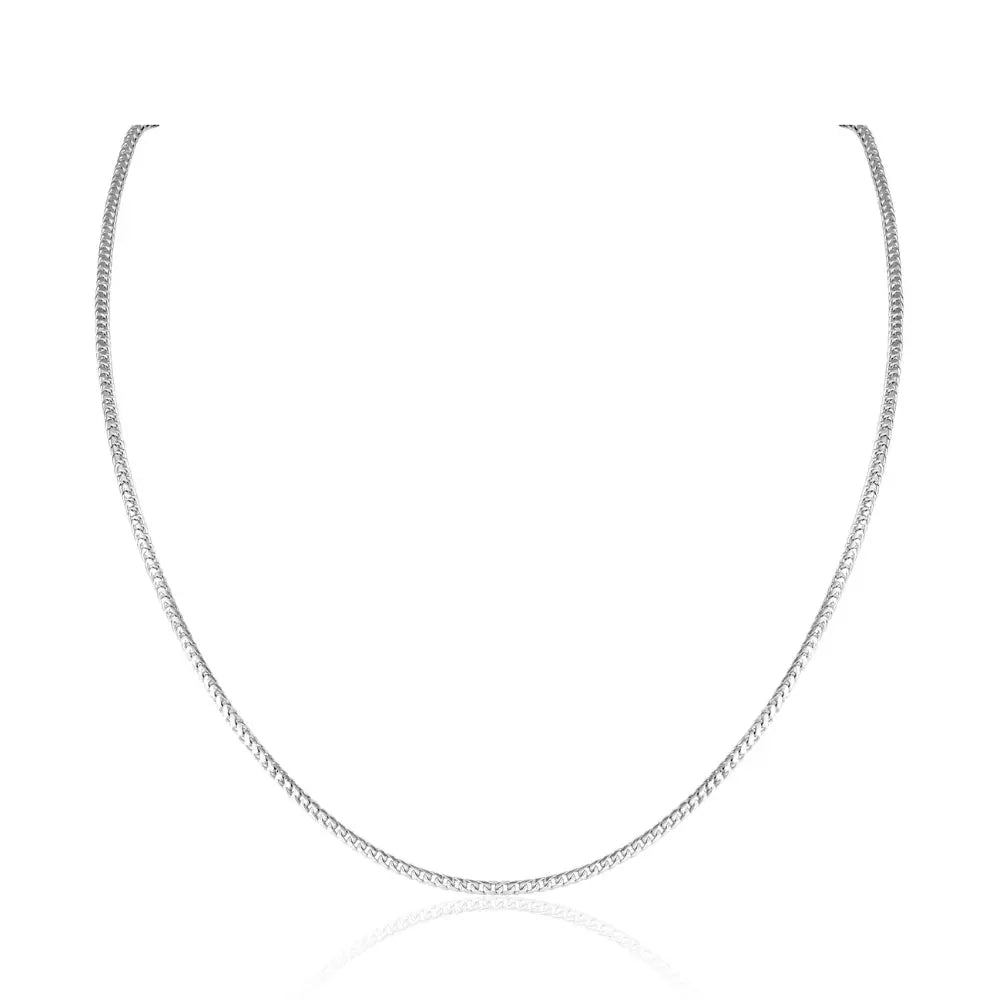 Flat Franco chain necklace in 14K white gold by JJ Jewelry