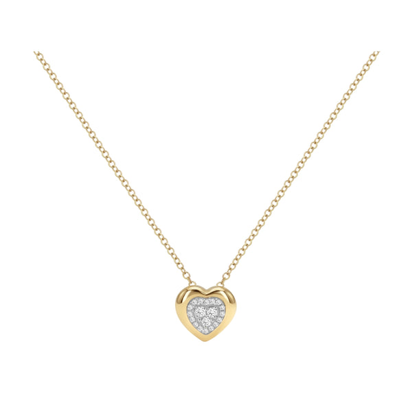 Framed Pavé Diamond Pendant Necklace in 18K Yellow Gold, Heart | JJ Jewelry Miami