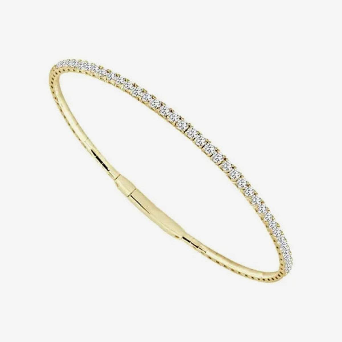 Half Eternity Flexible Diamond Bangle, 1 ct in Yellow Gold, view 4 | JJ Jewelry