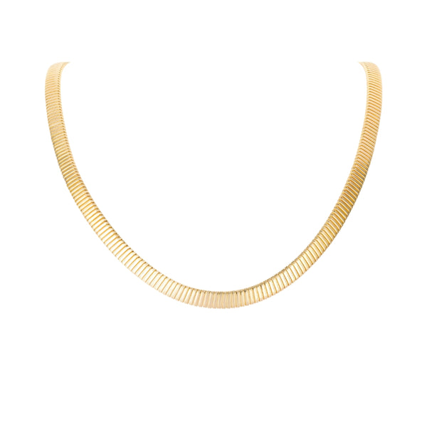 Italian Snake Flexible Necklace in 14K Yellow Gold | JJ Jewelry Miami