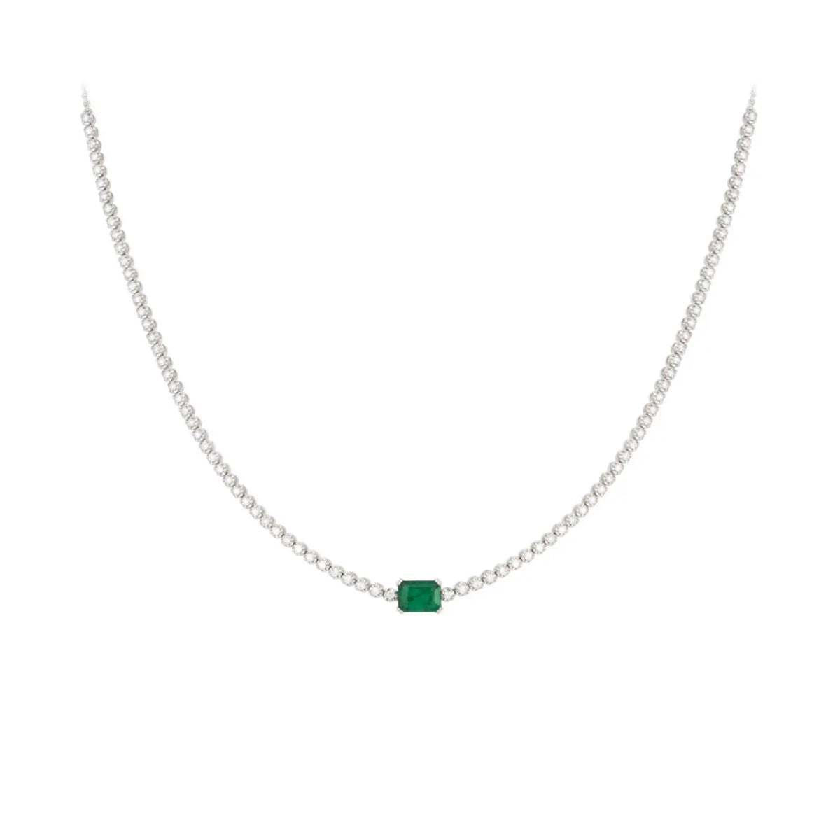 Jenny Emerald and Diamond Tennis Necklace in 18K Gold | JJ Jewelry Miami