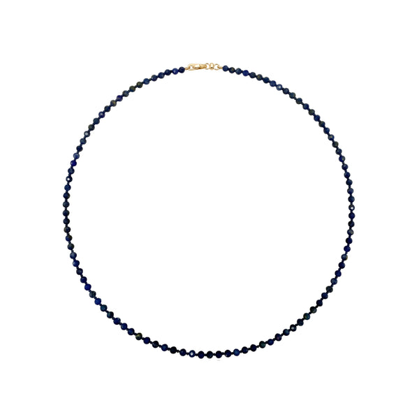 Lapis Lazuli Bead Necklace with 14K Gold Clasp | JJ Jewelry Miami