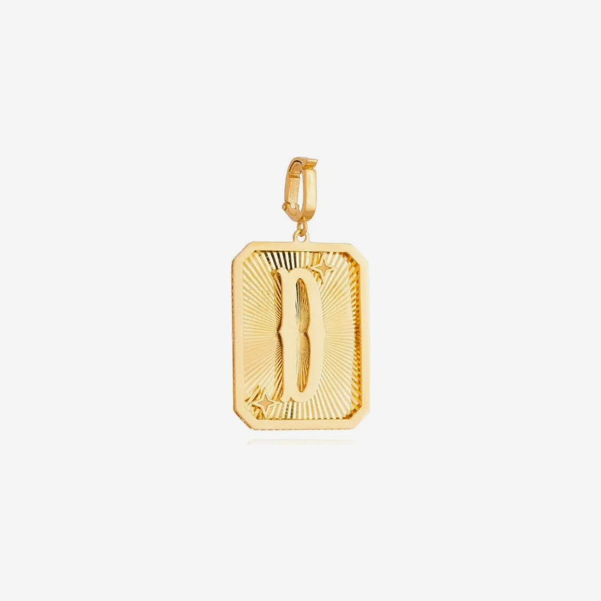 Large Initial Medal Pendant in 18K Yellow Gold, letter D | JJ Jewelry Miami
