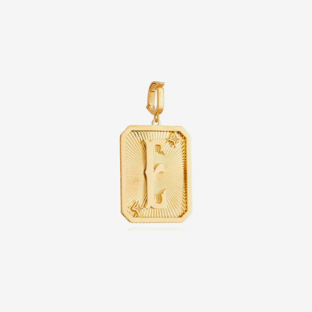 Large Initial Medal Pendant in 18K Yellow Gold, letter E | JJ Jewelry Miami