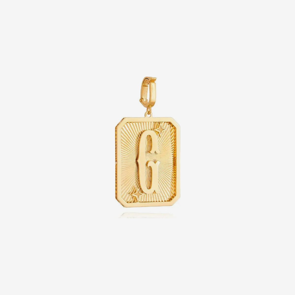 Large Initial Medal Pendant in 18K Yellow Gold, letter G | JJ Jewelry Miami