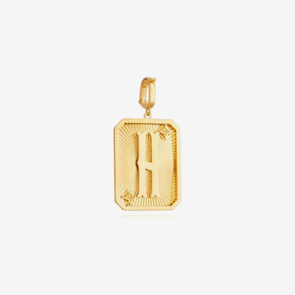 Large Initial Medal Pendant in 18K Yellow Gold, letter H | JJ Jewelry Miami