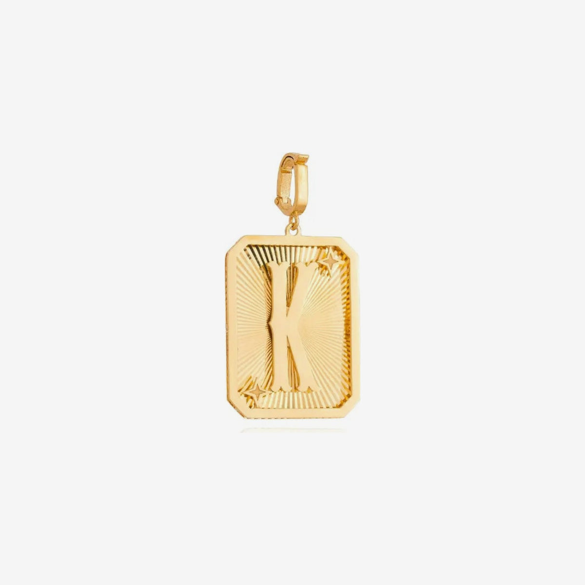 Large Initial Medal Pendant in 18K Yellow Gold, letter K | JJ Jewelry Miami