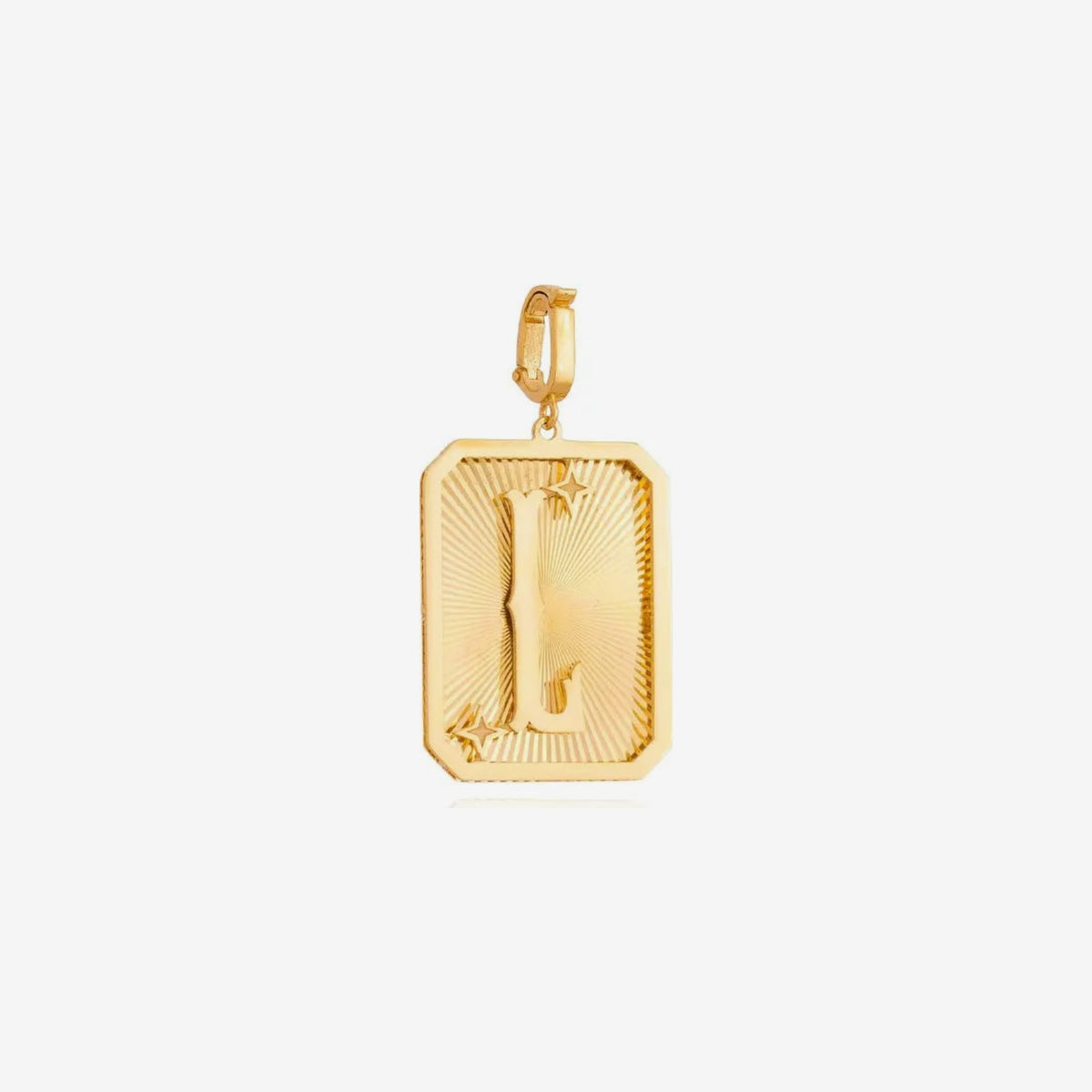 Large Initial Medal Pendant in 18K Yellow Gold, letter L | JJ Jewelry Miami