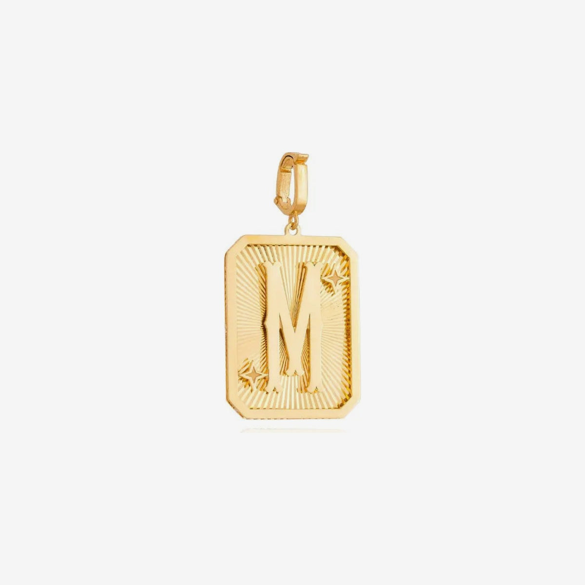 Large Initial Medal Pendant in 18K Yellow Gold, letter M | JJ Jewelry Miami