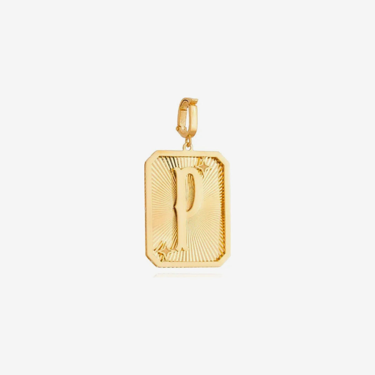 Large Initial Medal Pendant in 18K Yellow Gold, letter P | JJ Jewelry Miami