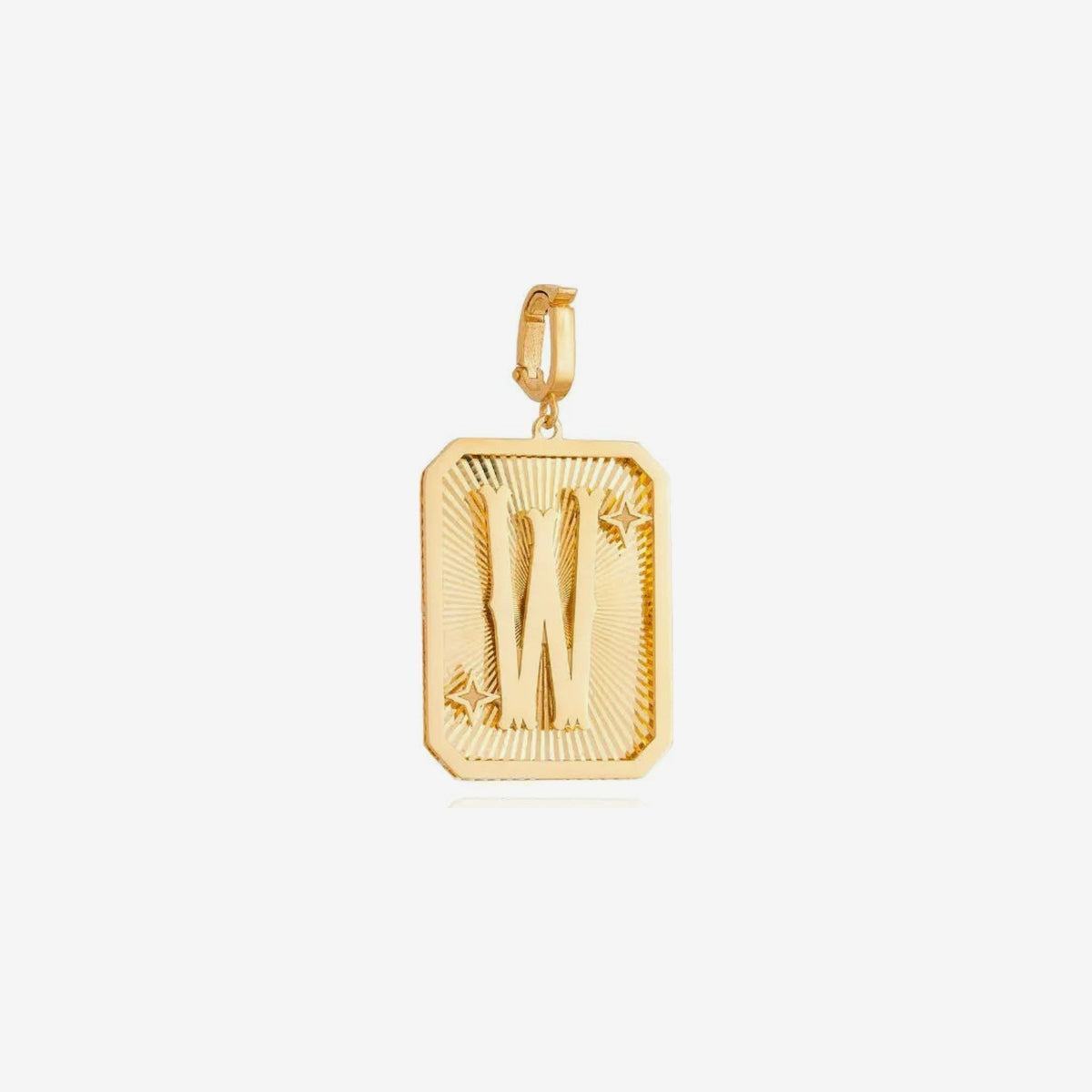 Large Initial Medal Pendant in 18K Yellow Gold, letter W | JJ Jewelry Miami