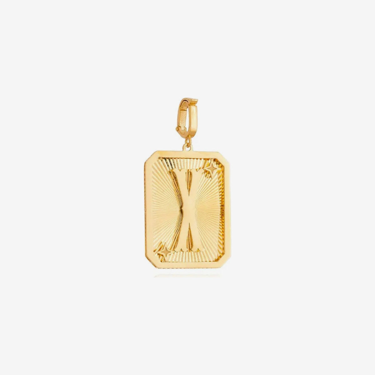 Large Initial Medal Pendant in 18K Yellow Gold, letter X | JJ Jewelry Miami
