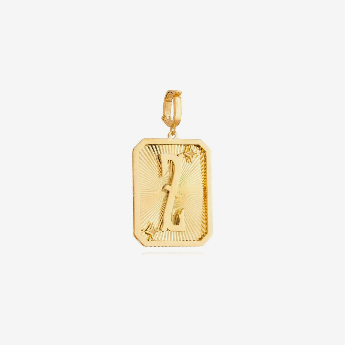 Large Initial Medal Pendant in 18K Yellow Gold, letter Z | JJ Jewelry Miami