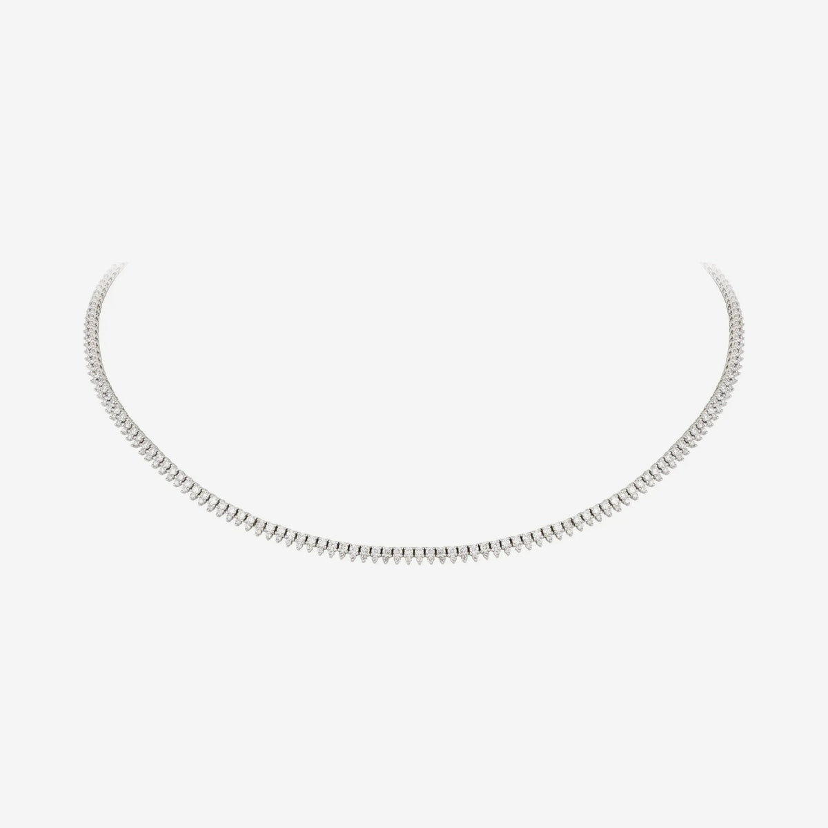 Lorena Diamond Tennis Necklace in 18K Gold, gray background | JJ Jewelry Miami
