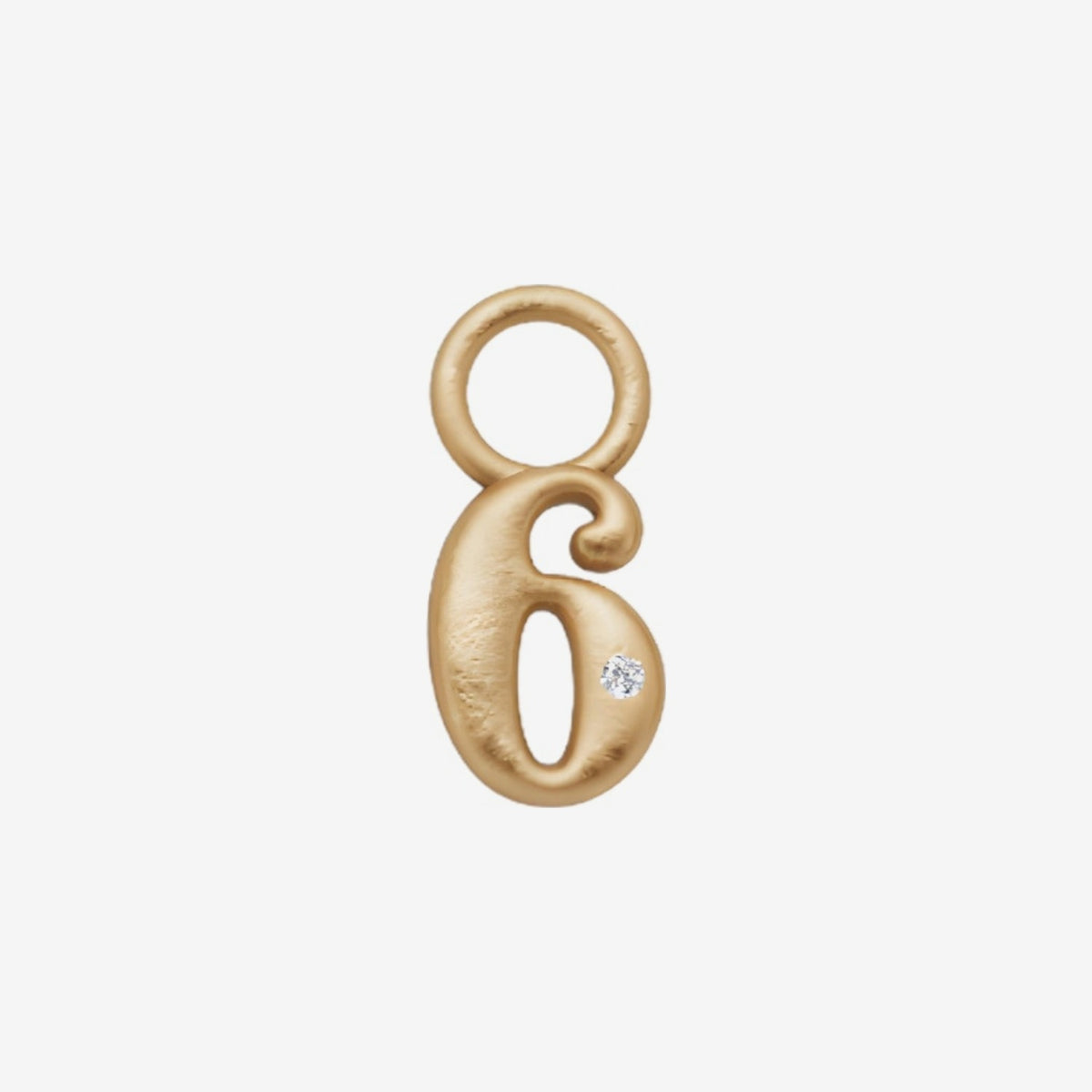 Mini Diamond Number Charm in 18K Yellow Gold by Alessa Rocks, number 6 | JJ Jewelry Miami