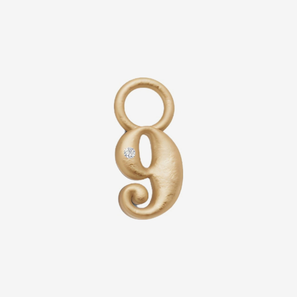 Mini Diamond Number Charm in 18K Yellow Gold by Alessa Rocks, number 9 | JJ Jewelry Miami