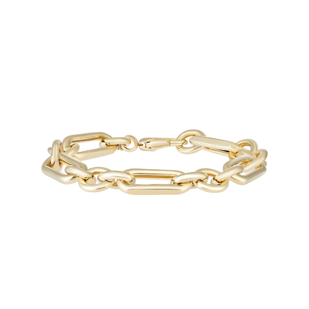 Modern oval link bracelet in 14K yellow gold – JJ Jewelry