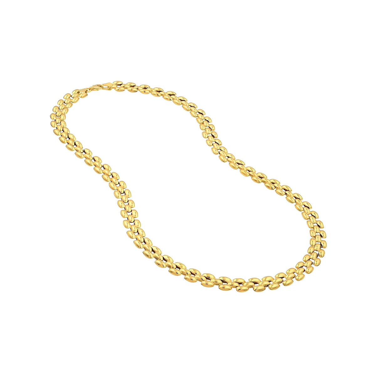 Multi Row Gold Chain Necklace in 14K Yellow Gold, angle 2 | JJ Jewelry Miami
