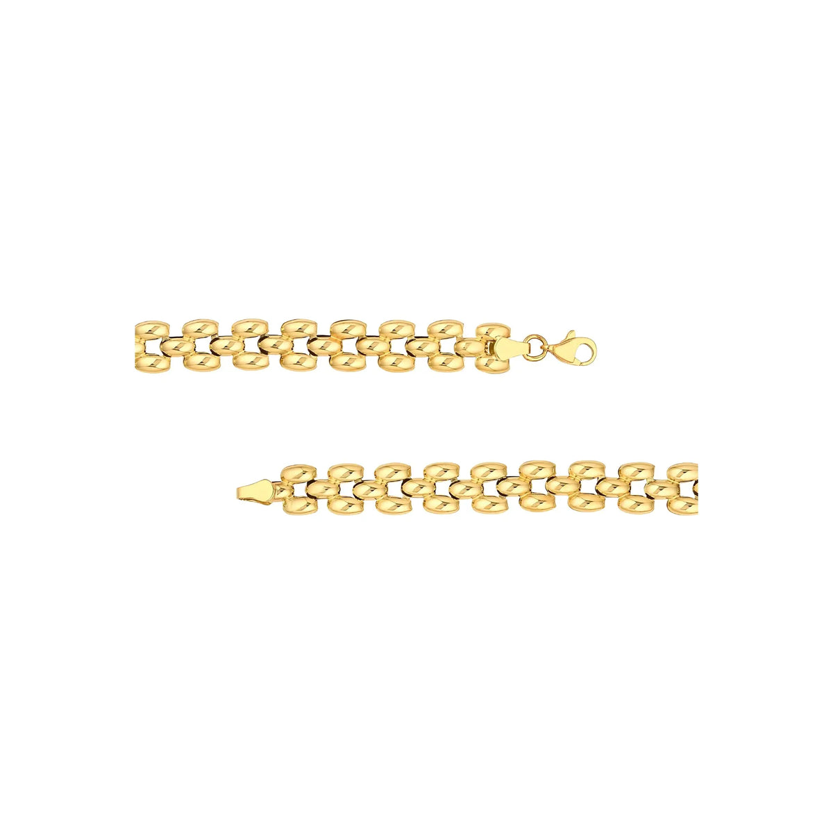 Multi Row Gold Chain Necklace in 14K Yellow Gold, angle 3 | JJ Jewelry Miami